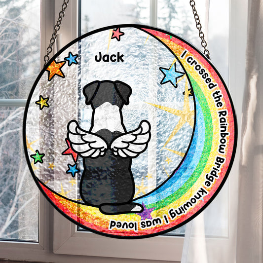 Spectrum of Love Personalized Stained Glass Suncatcher - I Crossed The Rainbow Bridge