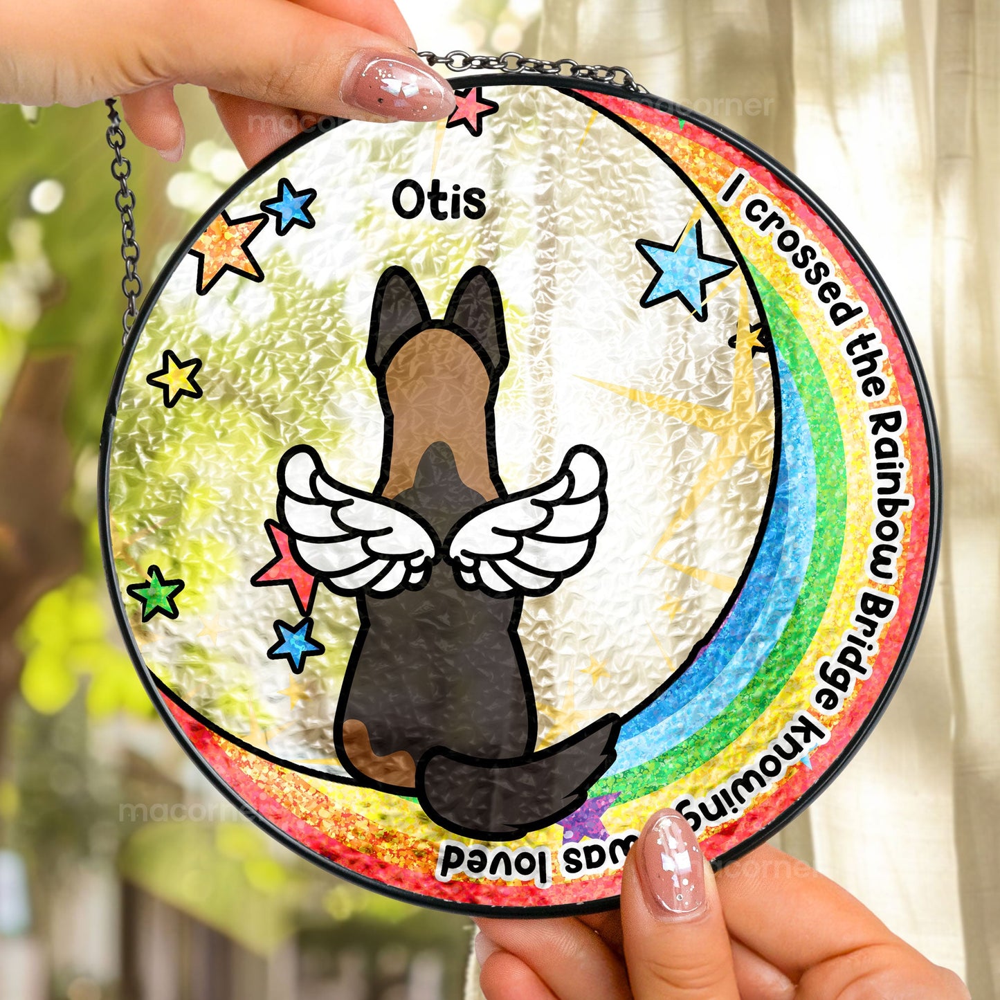 Spectrum of Love Personalized Stained Glass Suncatcher - I Crossed The Rainbow Bridge