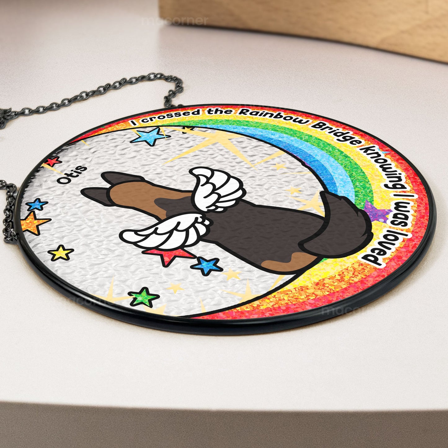 Spectrum of Love Personalized Stained Glass Suncatcher - I Crossed The Rainbow Bridge
