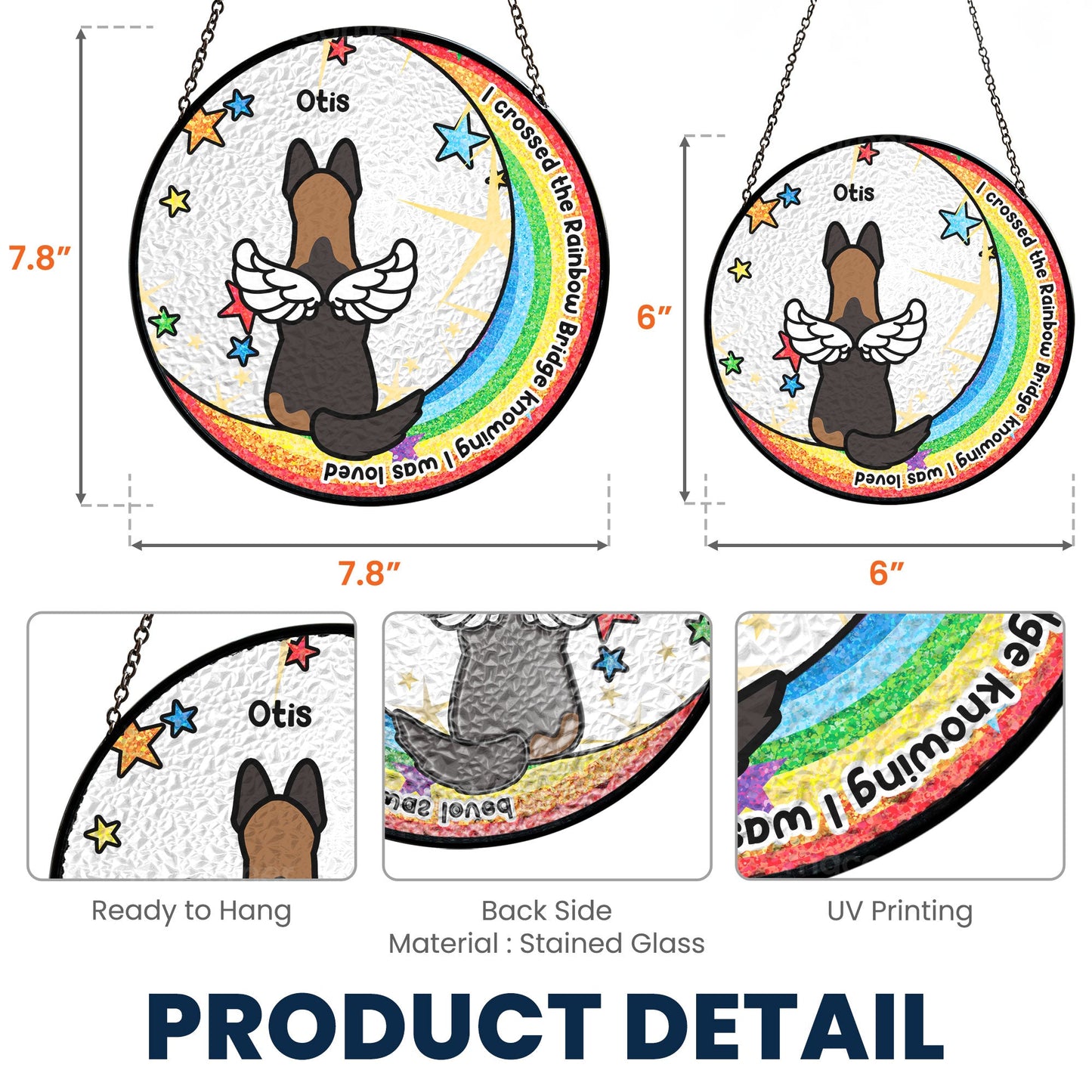 Spectrum of Love Personalized Stained Glass Suncatcher - I Crossed The Rainbow Bridge