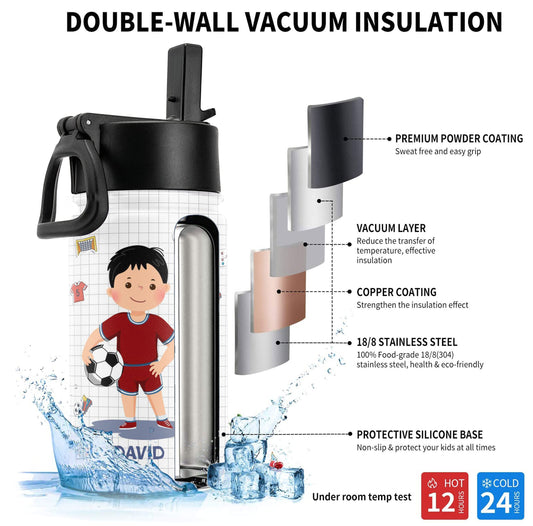 Personalized Play Hard Kids Water Bottle With Straw Lid