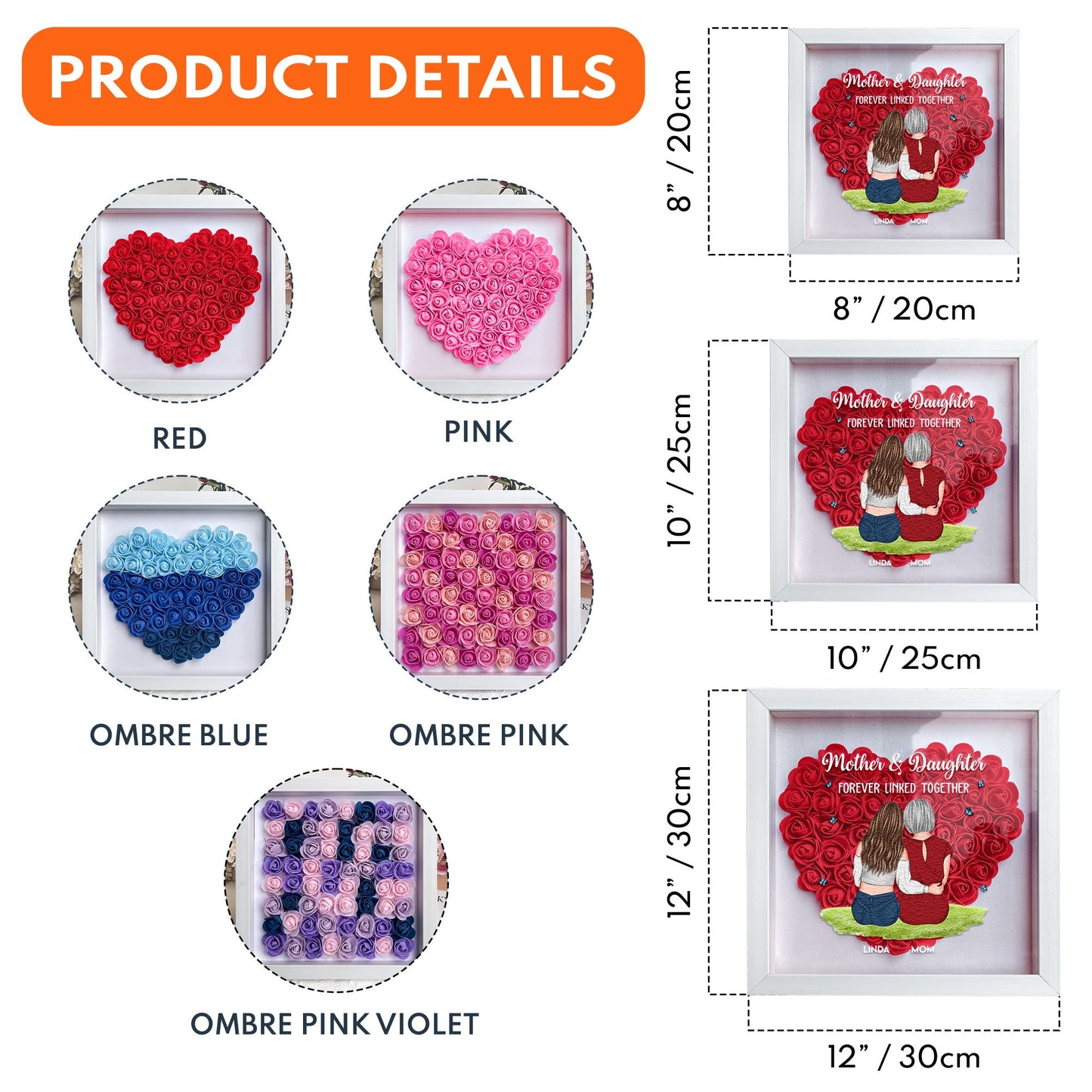Blossoms of Love - Mother & Child(ren) Personalized Flower Shadow Box