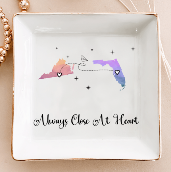 I Miss Your Face - Friendship - Close At Heart - Custom Multiple States - Personalized Jewelry Dish
