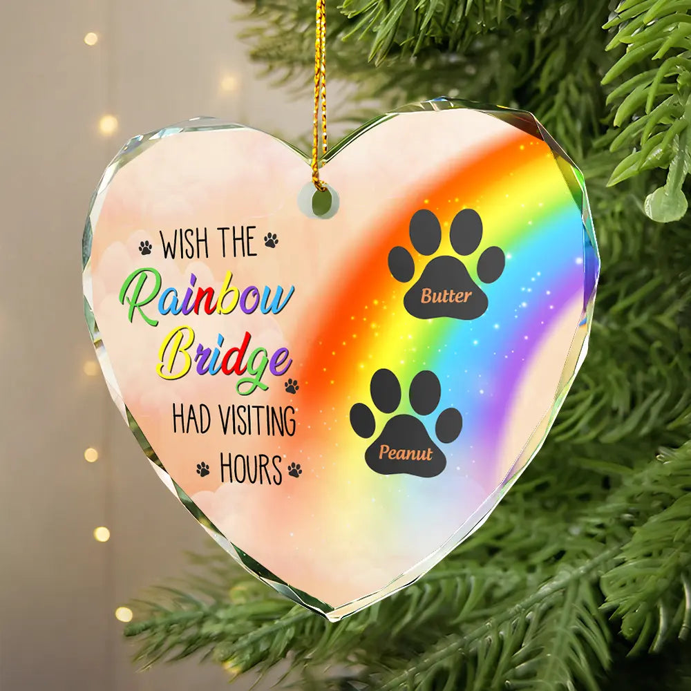Forever in My Heart: Rainbow Bridge Tribute - Personalized Heart Shaped Glass Ornament