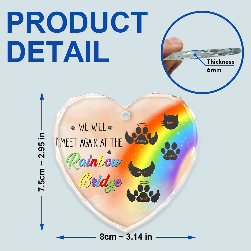 Forever in My Heart: Rainbow Bridge Tribute - Personalized Heart Shaped Glass Ornament