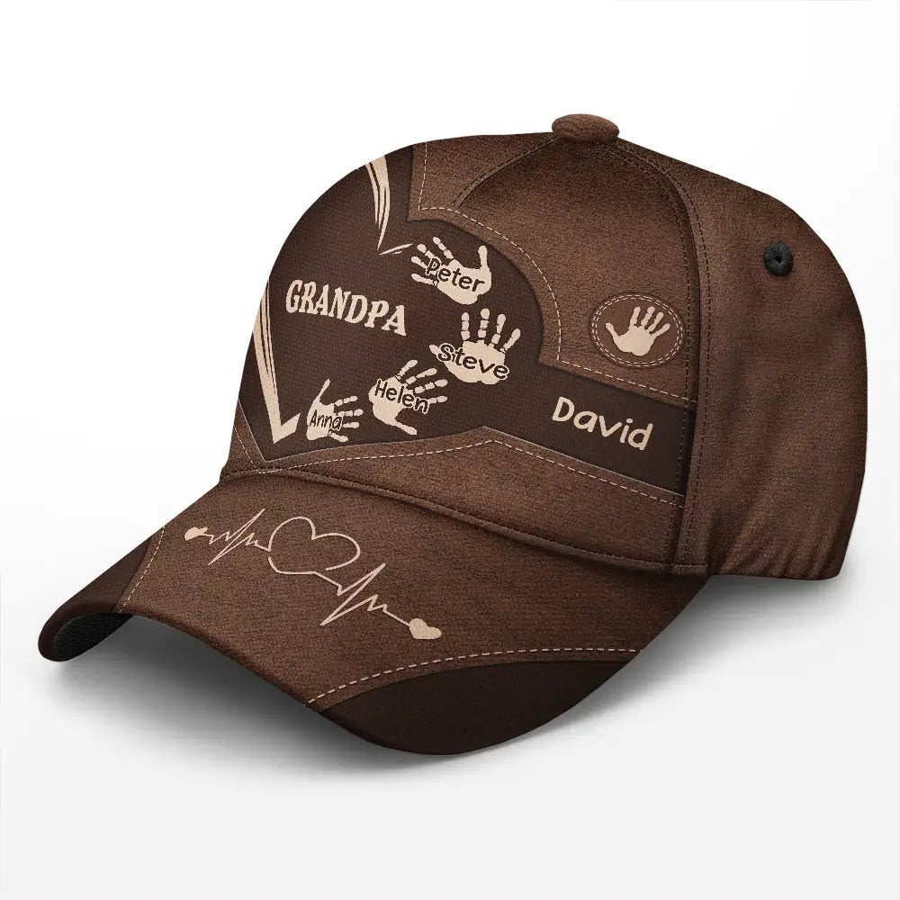Handprints Across Hearts - Personalized Classic Cap for Grandparents Dads Moms