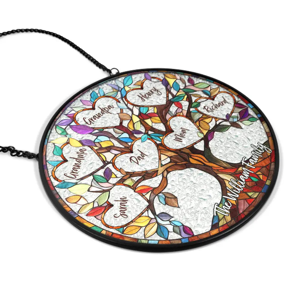 Family Tree of Light Personalized Stained Glass Window Hanging Suncatcher
