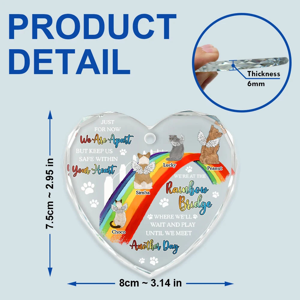 Cherished Companions Personalized Heart Glass Ornament - Dog Cat Pet Memorial We'll Wait And Play At The Rainbow Bridge