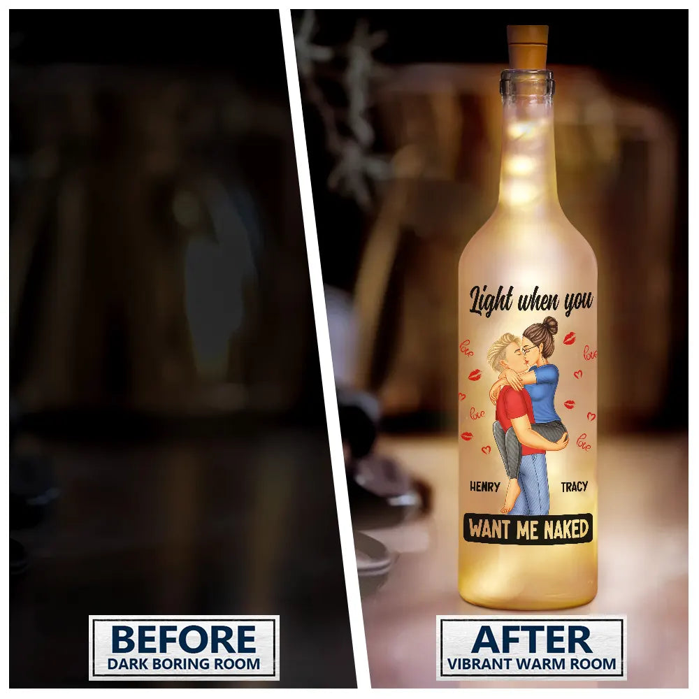 Couples Love Glow Forever Together Personalized Bottle Light