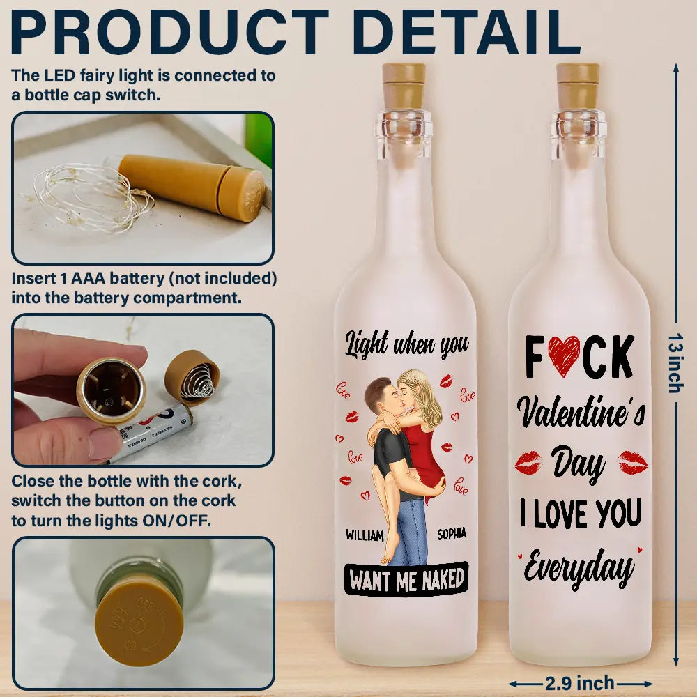 Couples Love Glow Forever Together Personalized Bottle Light