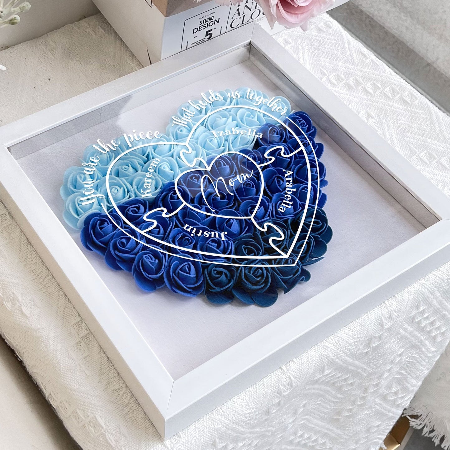 Heartfelt Petals Shadow Frame - You Are The Piece That Hold Us Together