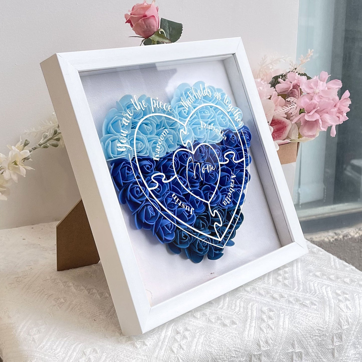 Heartfelt Petals Shadow Frame - You Are The Piece That Hold Us Together
