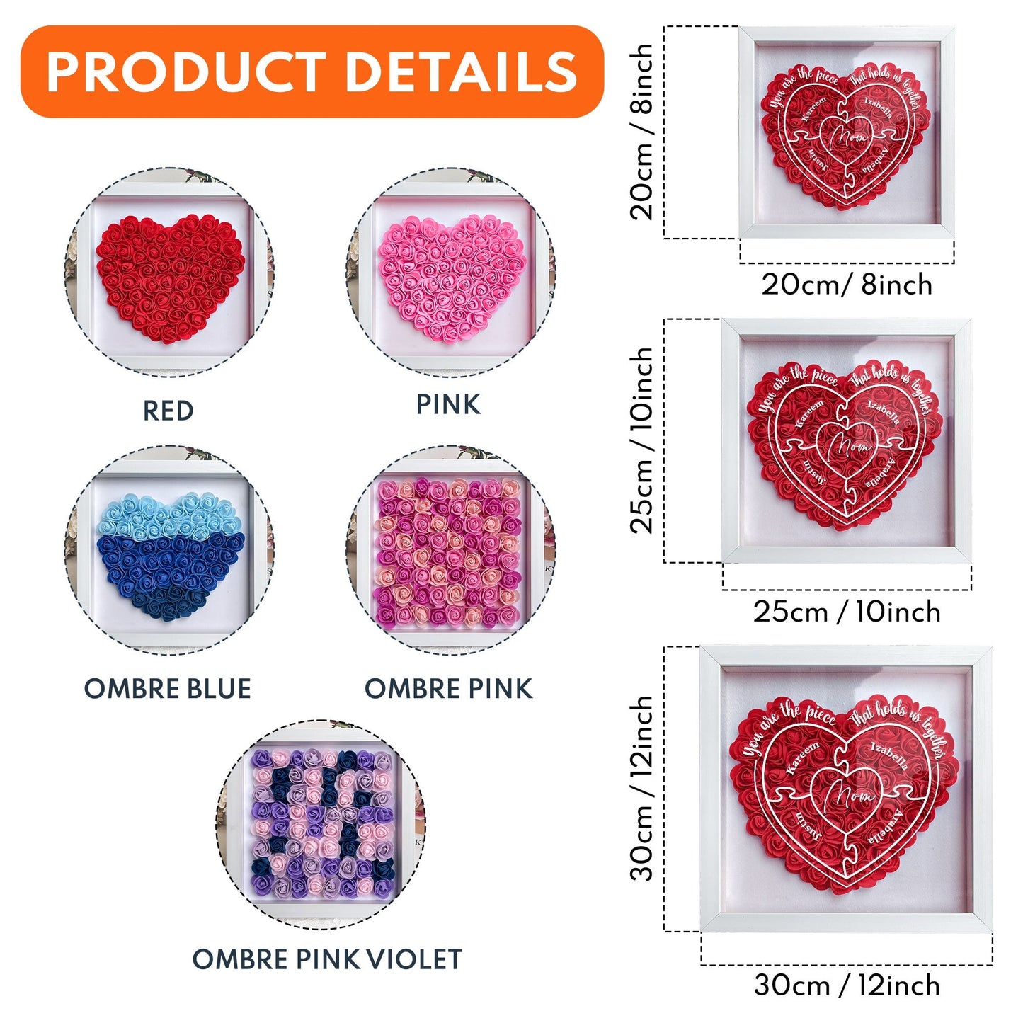 Heartfelt Petals Shadow Frame - You Are The Piece That Hold Us Together