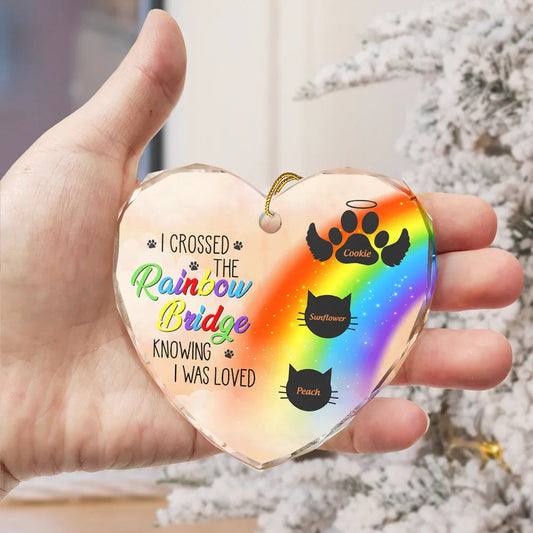 Forever in My Heart: Rainbow Bridge Tribute - Personalized Heart Shaped Glass Ornament