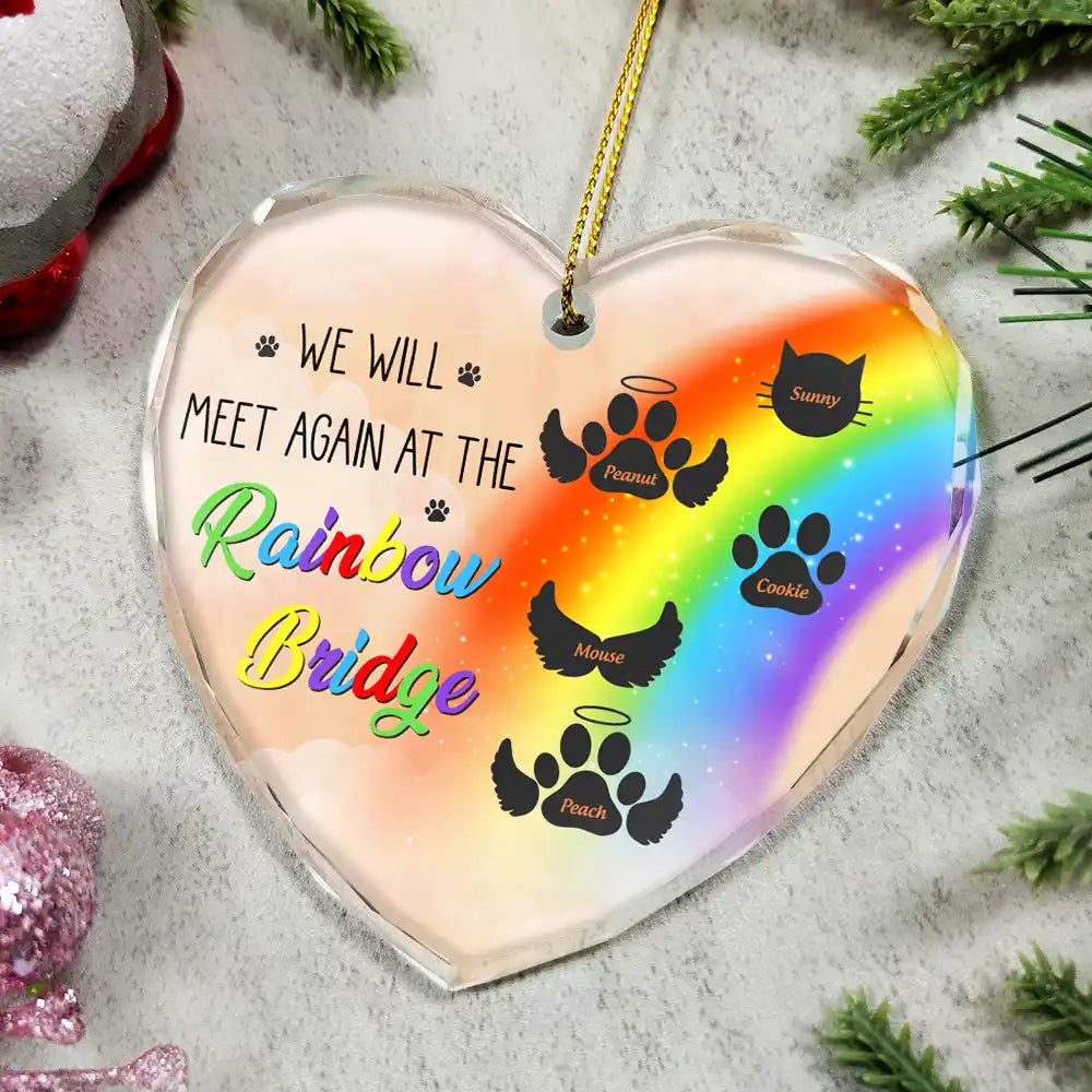 Forever in My Heart: Rainbow Bridge Tribute - Personalized Heart Shaped Glass Ornament