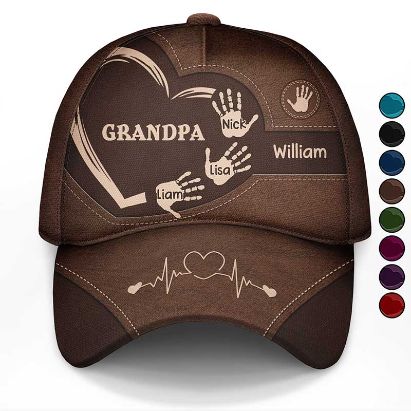 Handprints Across Hearts - Personalized Classic Cap for Grandparents Dads Moms