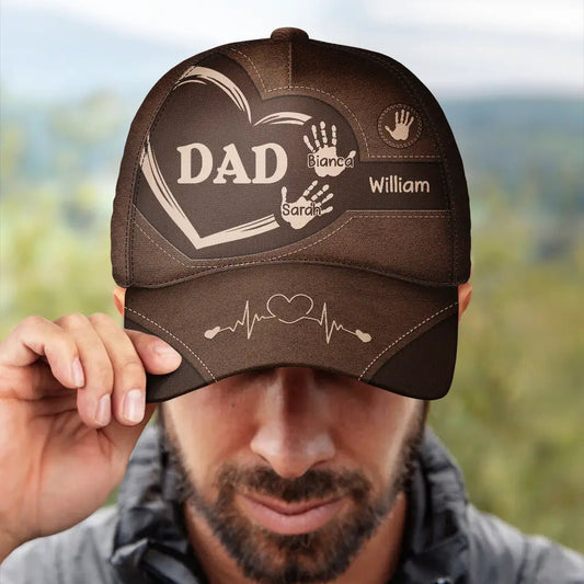 Handprints Across Hearts - Personalized Classic Cap for Grandparents Dads Moms